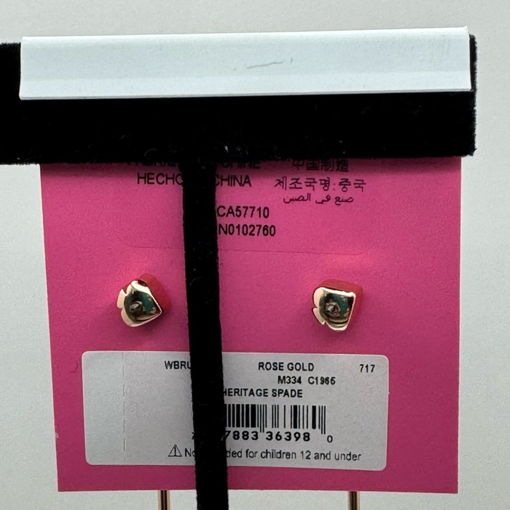 $98 Kate Spade Heritage Spade Heart Linear Earrings in Rose Gold - Picture 5 of 5